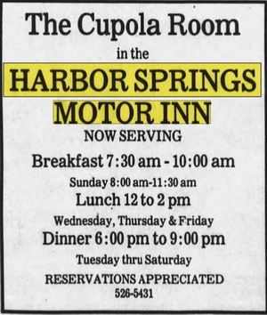 Best Western Of Harbor Springs (Harbor Springs Motor Lodge, Harbor Springs Motor Inn) - June 1977 Ad (newer photo)